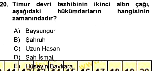 İslam Sanatları Tarihi 2015-2016 Ara Sınav - 20. soru