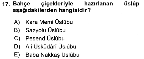 İslam Sanatları Tarihi 2016-2017 Ara Sınav - 17. soru