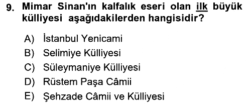 İslam Sanatları Tarihi 2017-2018 Ara Sınav - 9. soru
