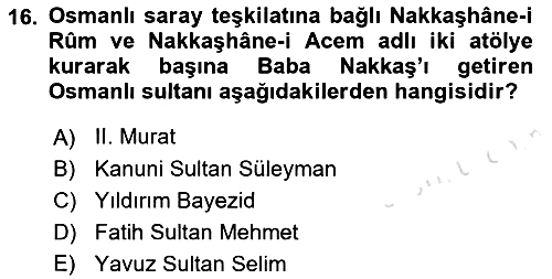 İslam Sanatları Tarihi 2022-2023 Ara Sınav - 16. soru