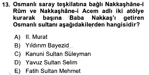 İslam Sanatları Tarihi 2024-2025 Ara Sınav - 13. soru