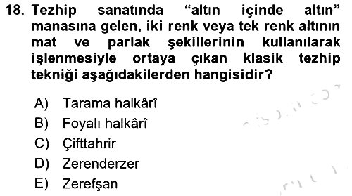 İslam Sanatları Tarihi 2024-2025 Ara Sınav - 18. soru