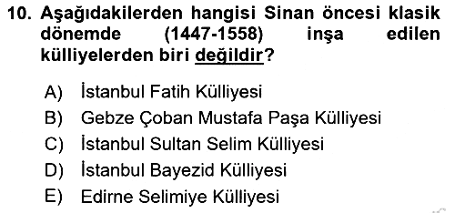 İslam Sanatları Tarihi 2025-2026 Ara Sınav - 10. soru