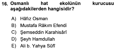 İslam Sanatları Tarihi 2025-2026 Ara Sınav - 16. soru