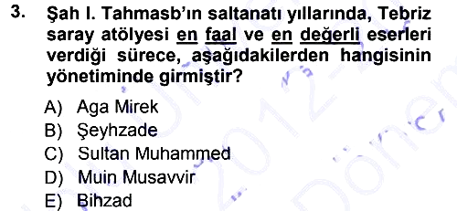 İslam Sanatları Tarihi 2012-2013 Dönem Sonu Sınavı - 3. soru