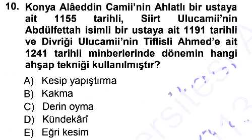 İslam Sanatları Tarihi 2012-2013 Dönem Sonu Sınavı - 10. soru
