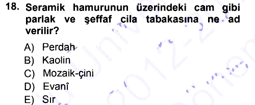 İslam Sanatları Tarihi 2012-2013 Dönem Sonu Sınavı - 18. soru
