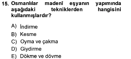 İslam Sanatları Tarihi 2013-2014 Dönem Sonu Sınavı - 15. soru