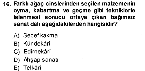 İslam Sanatları Tarihi 2013-2014 Dönem Sonu Sınavı - 16. soru