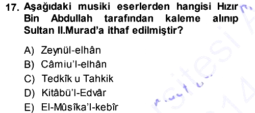 İslam Sanatları Tarihi 2013-2014 Dönem Sonu Sınavı - 17. soru
