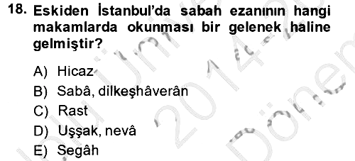 İslam Sanatları Tarihi 2014-2015 Dönem Sonu Sınavı - 18. soru