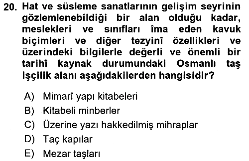 İslam Sanatları Tarihi 2015-2016 Dönem Sonu Sınavı - 20. soru