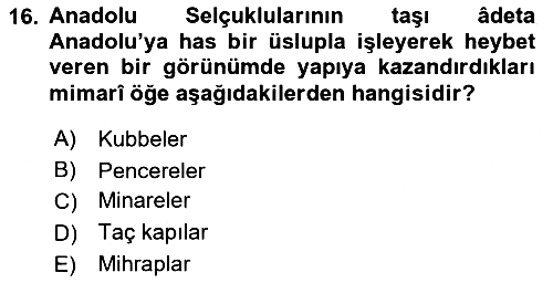 İslam Sanatları Tarihi 2018-2019 Dönem Sonu Sınavı - 16. soru