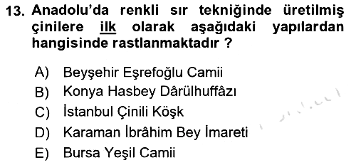 İslam Sanatları Tarihi 2021-2022 Dönem Sonu Sınavı - 13. soru