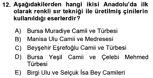 İslam Sanatları Tarihi 2022-2023 Dönem Sonu Sınavı - 12. soru