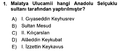 İslam Sanatları Tarihi 2023-2024 Dönem Sonu Sınavı - 1. soru