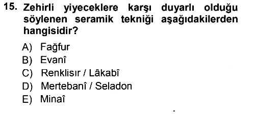 İslam Sanatları Tarihi 2013-2014 Tek Ders Sınavı - 15. soru
