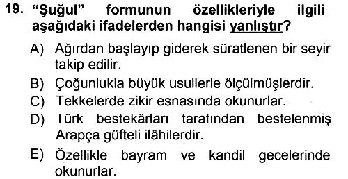 İslam Sanatları Tarihi 2013-2014 Tek Ders Sınavı - 19. soru