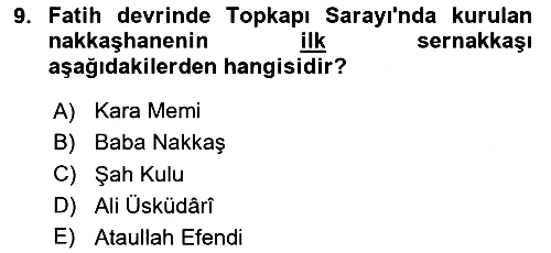 İslam Sanatları Tarihi 2023-2024 Yaz Okulu Sınavı - 9. soru