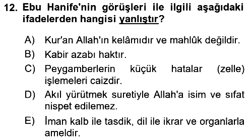 Kelam´a Giriş 2018-2019 Ara Sınav - 12. soru