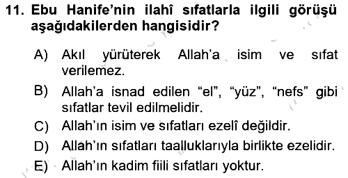 Kelam´a Giriş 2021-2022 Ara Sınav - 11. soru