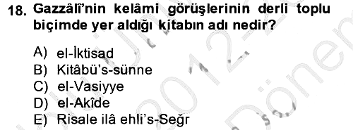 Kelam´a Giriş 2012-2013 Dönem Sonu Sınavı - 18. soru