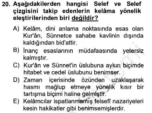 Kelam´a Giriş 2012-2013 Dönem Sonu Sınavı - 20. soru