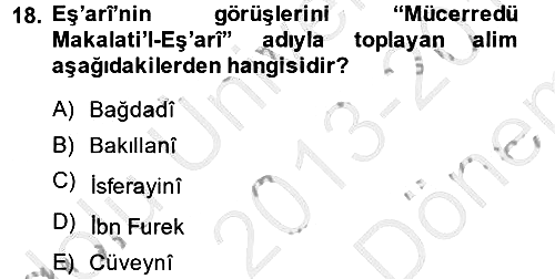 Kelam´a Giriş 2013-2014 Dönem Sonu Sınavı - 18. soru