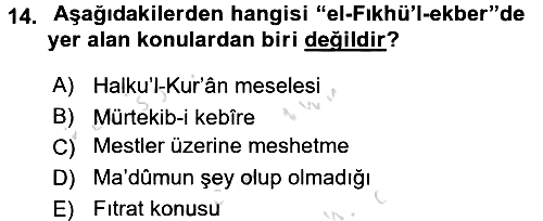 Kelam´a Giriş 2015-2016 Dönem Sonu Sınavı - 14. soru