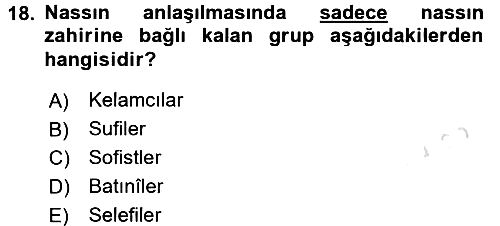 Kelam´a Giriş 2015-2016 Dönem Sonu Sınavı - 18. soru