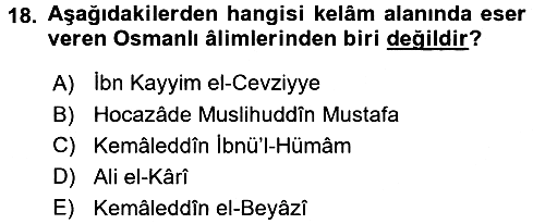 Kelam´a Giriş 2016-2017 Dönem Sonu Sınavı - 18. soru