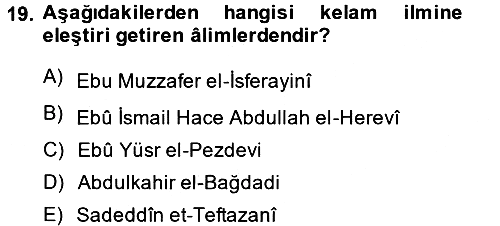 Kelam´a Giriş 2014-2015 Tek Ders Sınavı - 19. soru