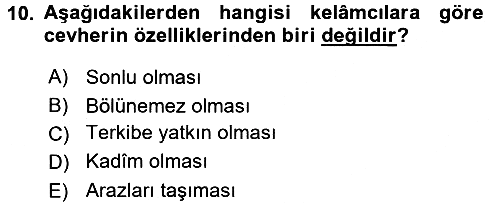 Kelam´a Giriş 2015-2016 Tek Ders Sınavı - 10. soru