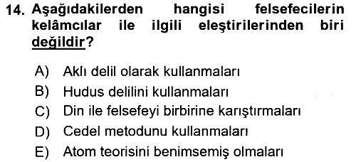Kelam´a Giriş 2015-2016 Tek Ders Sınavı - 14. soru