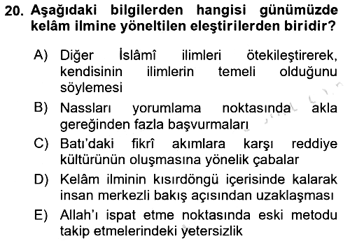 Kelam´a Giriş 2022-2023 Yaz Okulu Sınavı - 20. soru