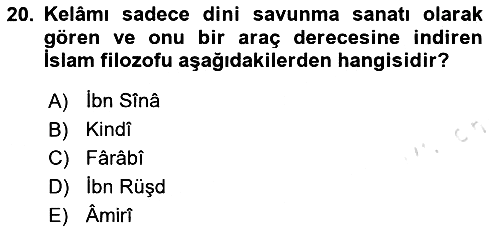 Kelam´a Giriş 2024-2025 Yaz Okulu Sınavı - 20. soru