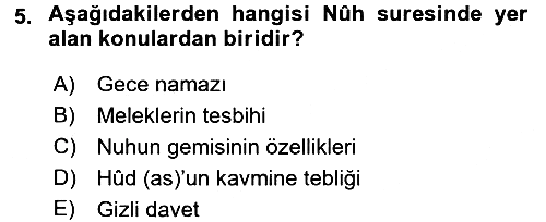 Tefsir 2016-2017 3 Ders Sınavı - 5. soru