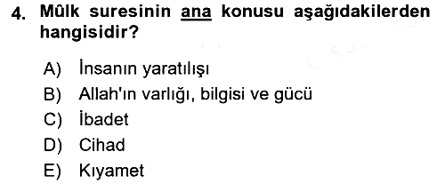 Tefsir 2017-2018 3 Ders Sınavı - 4. soru