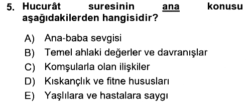 Tefsir 2017-2018 3 Ders Sınavı - 5. soru