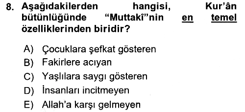Tefsir 2017-2018 3 Ders Sınavı - 8. soru