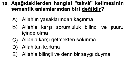 Tefsir 2017-2018 3 Ders Sınavı - 10. soru