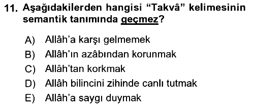 Tefsir 2018-2019 3 Ders Sınavı - 11. soru