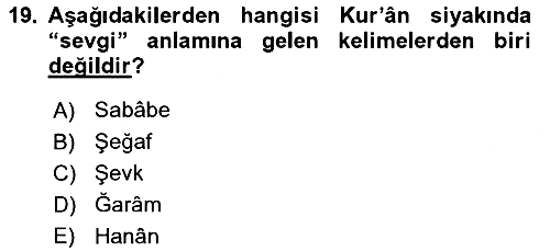 Tefsir 2018-2019 3 Ders Sınavı - 19. soru