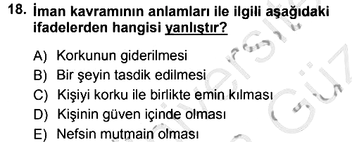 Tefsir 2012-2013 Ara Sınav - 18. soru
