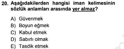 Tefsir 2012-2013 Ara Sınav - 20. soru