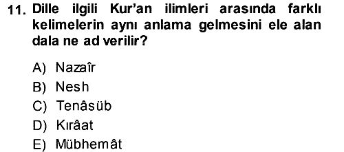 Tefsir 2013-2014 Ara Sınav - 11. soru