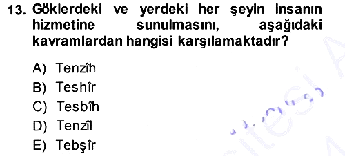 Tefsir 2013-2014 Ara Sınav - 13. soru
