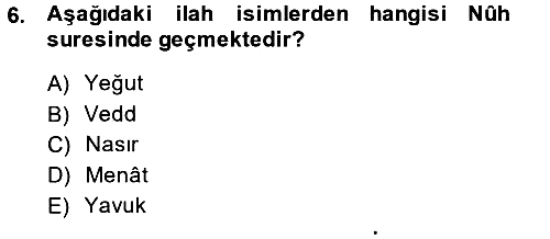 Tefsir 2014-2015 Ara Sınav - 6. soru