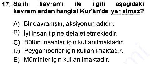 Tefsir 2014-2015 Ara Sınav - 17. soru