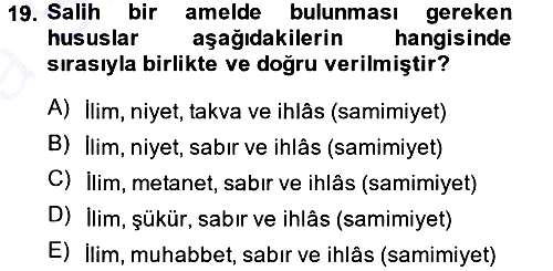 Tefsir 2014-2015 Ara Sınav - 19. soru